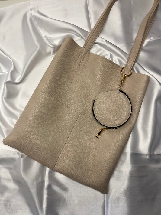 Leather Shopper Beige